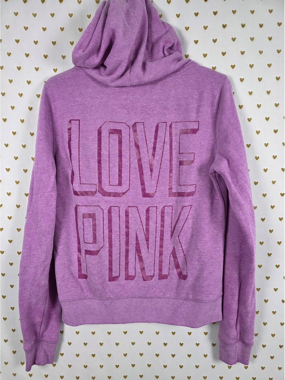 Victorias Secret Pink Purple Full Zip Hoodie jacket Dog Logo LARGE